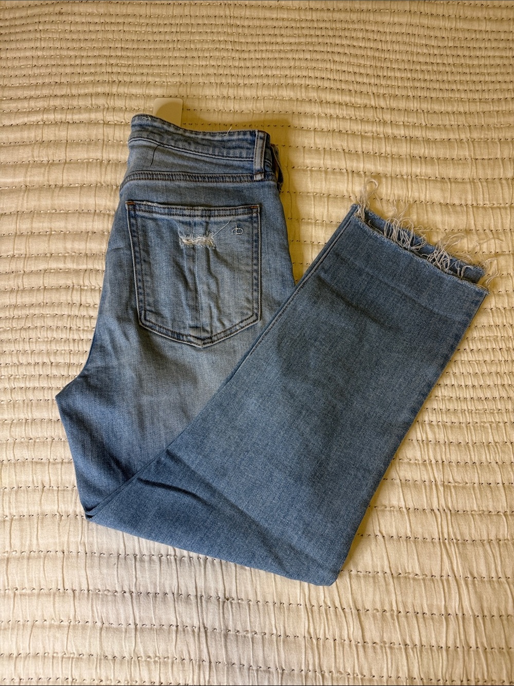 rag & bone Cropped Raw-Hem Light Blue Jeans